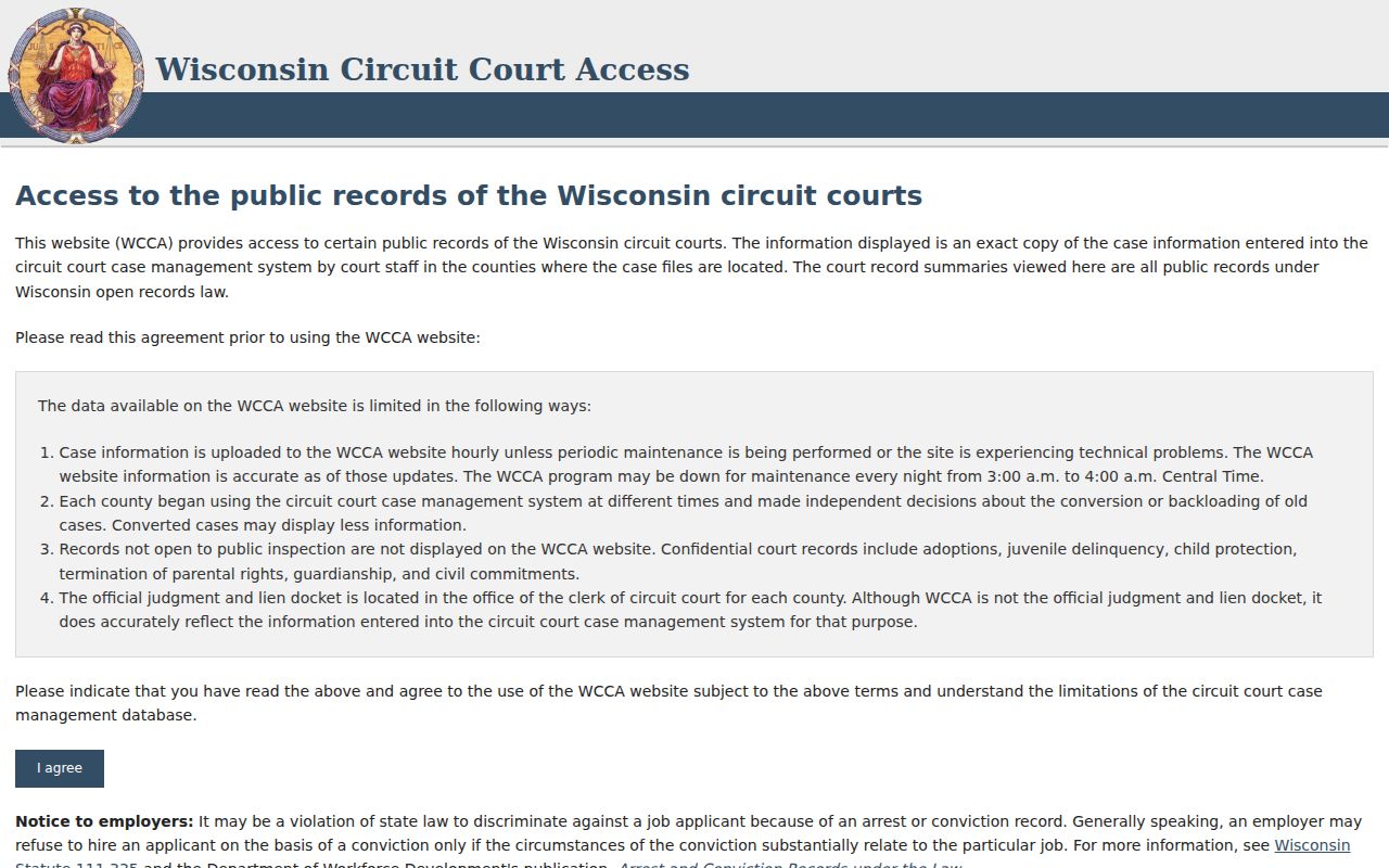West Allis resident lookup in the WCCA court search